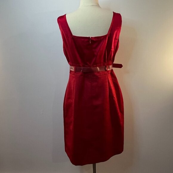 Tahari Arthur S. Levine Women's Petite Red Belted Silk Dress - Size 12P - NWT - Picture 4 of 5